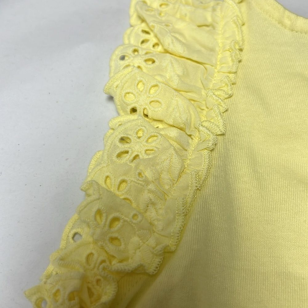Janie and Jack 100049046 Girl Yellow Eyelet Flutter Sleeve Top NWT size 6-12 m - Picture 9 of 11